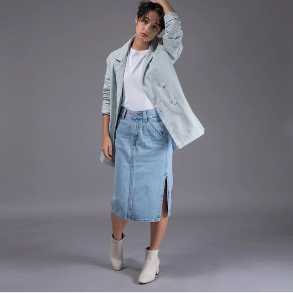 Levi’s White Wash Midi Side Slit Skirt size 27 - Picture 1 of 16
